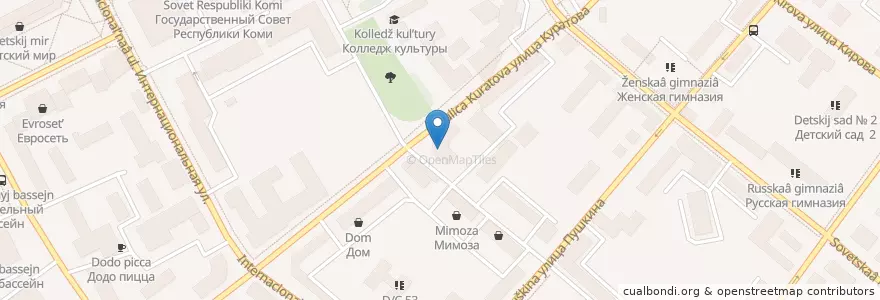 Mapa de ubicacion de Ухтабанк en Rusland, Северо-Западный Федеральный Округ, Республика Коми, Городской Округ Сыктывкар.