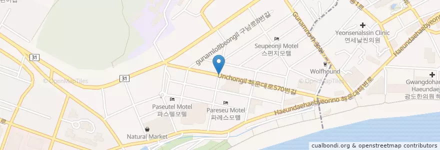 Mapa de ubicacion de Coffee Smith en South Korea, Busan, Haeundae-Gu.