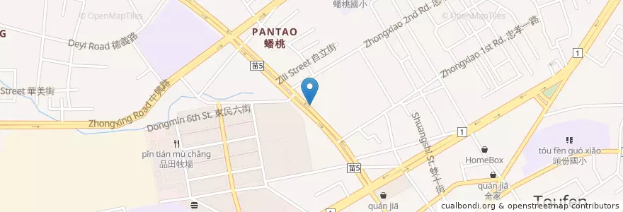 Mapa de ubicacion de 千嵐日式拉麵屋 en Taiwan, Taiwan, 苗栗縣, Toufen.