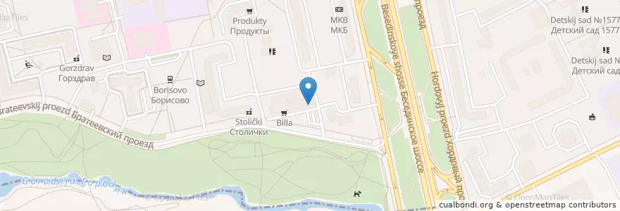 Mapa de ubicacion de Горздрав en Rússia, Distrito Federal Central, Москва, Южный Административный Округ, Район Братеево.