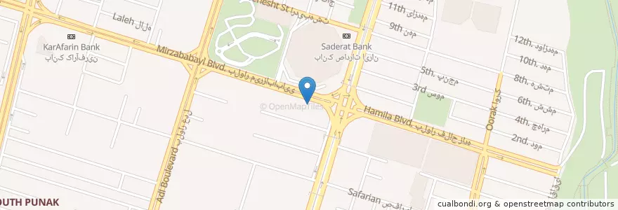 Mapa de ubicacion de رستوران قرص قمر en İran, Tahran Eyaleti, شهرستان تهران, Tahran, بخش مرکزی شهرستان تهران.