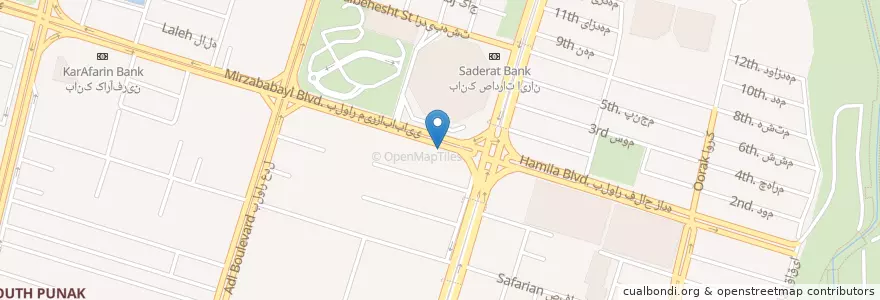 Mapa de ubicacion de فست فود پاپریک en İran, Tahran Eyaleti, شهرستان تهران, Tahran, بخش مرکزی شهرستان تهران.