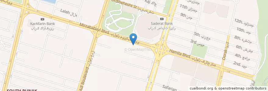 Mapa de ubicacion de رستوران هانی نو en イラン, テヘラン, شهرستان تهران, テヘラン, بخش مرکزی شهرستان تهران.