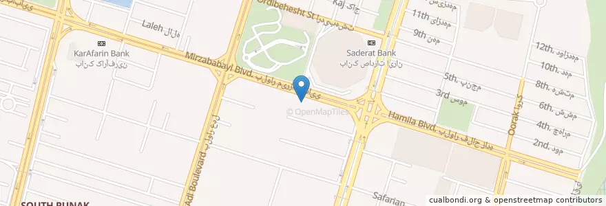 Mapa de ubicacion de آشکده کندو en İran, Tahran Eyaleti, شهرستان تهران, Tahran, بخش مرکزی شهرستان تهران.