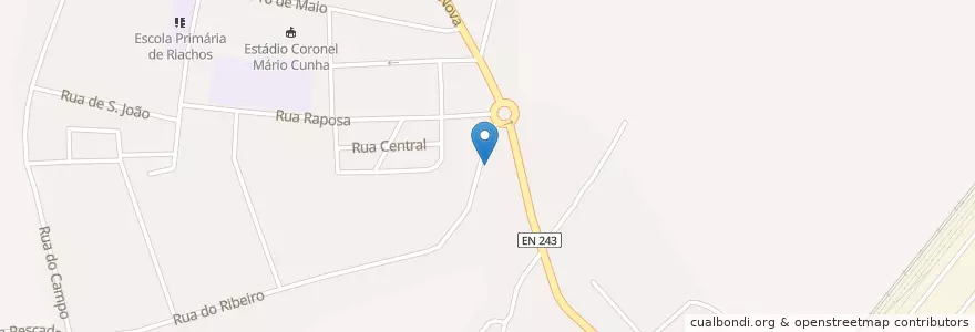 Mapa de ubicacion de Riachos en Portogallo, Santarém, Centro, Médio Tejo, Torres Novas, Riachos.