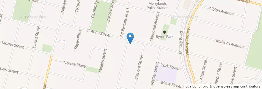 Mapa de ubicacion de Merrylands Anglican Church en Australia, New South Wales, Sydney, Cumberland City Council.