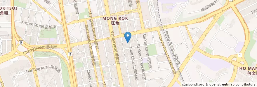 Mapa de ubicacion de 一生懸麵 en 중국, 광둥성, 홍콩, 가우룽, 신제, 油尖旺區 Yau Tsim Mong District.