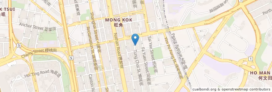 Mapa de ubicacion de 翠苑越泰餐廳 en Çin, Guangdong, Hong Kong, Kowloon, Yeni Bölgeler, 油尖旺區 Yau Tsim Mong District.