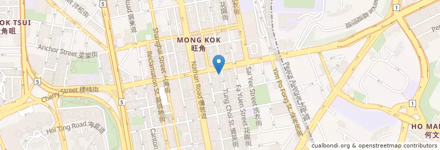 Mapa de ubicacion de 通記麵食專家 en China, Guangdong, Hongkong, Kowloon, New Territories, 油尖旺區 Yau Tsim Mong District.