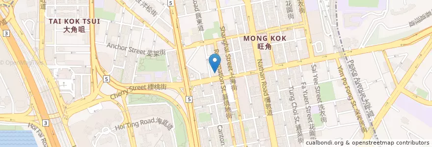 Mapa de ubicacion de 包點超人 en Cina, Guangdong, Hong Kong, Kowloon, Nuovi Territori, 油尖旺區 Yau Tsim Mong District.