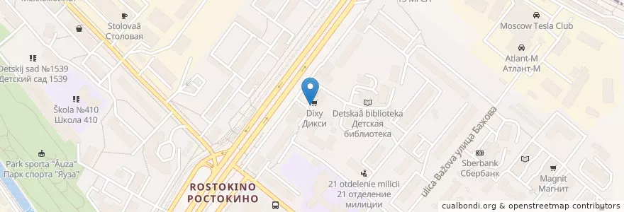 Mapa de ubicacion de Столетник en Россия, Центральный Федеральный Округ, Москва, Северо-Восточный Административный Округ, Район Ростокино.