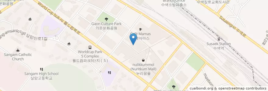 Mapa de ubicacion de 한국영상자료원 en Coreia Do Sul, Seul, 마포구, 상암동.