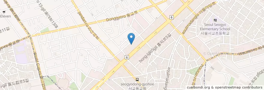 Mapa de ubicacion de 신한은행 서교중앙지점 en Corea Del Sud, Seul, 마포구, 서교동.