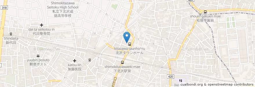 Mapa de ubicacion de 北沢タウンホール en 日本, 东京都/東京都, 世田谷区.