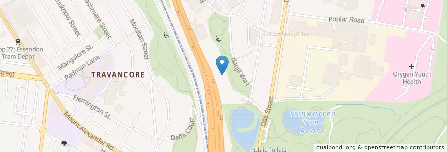 Mapa de ubicacion de Noughts + Crosses en Austrália, Victoria, City Of Melbourne.