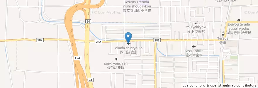 Mapa de ubicacion de 岡田診療所 en Japan, 京都府, 城陽市.