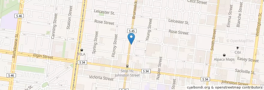 Mapa de ubicacion de Alpha Ouzeri en Australia, Victoria, City Of Yarra.