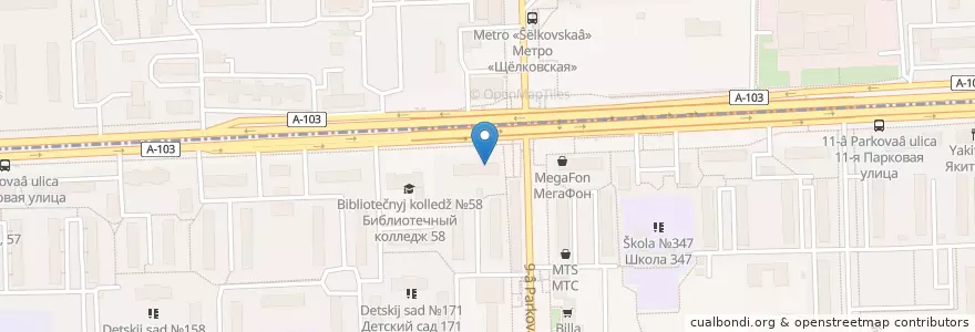 Mapa de ubicacion de Сельский Дом en Russie, District Fédéral Central, Moscou, Восточный Административный Округ, Район Северное Измайлово.