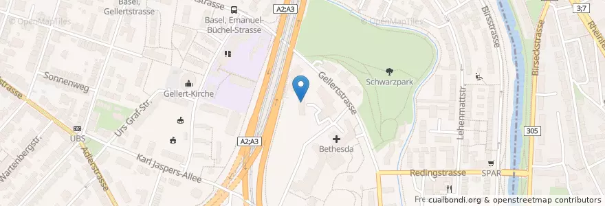 Mapa de ubicacion de Urologie Praxis am Bethesda Spital en Suisse, Bâle-Ville, Bâle.