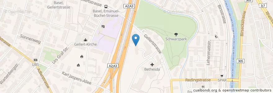 Mapa de ubicacion de Spiraldynamik en Suiza, Basilea-Ciudad, Basilea.