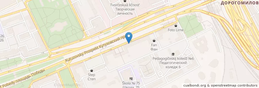 Mapa de ubicacion de Почта Банк en Rusia, Distrito Federal Central, Москва, Западный Административный Округ, Район Дорогомилово.