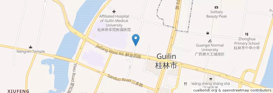 Mapa de ubicacion de 海天肠粉 en China, Guangxi, 桂林市, 秀峰区.