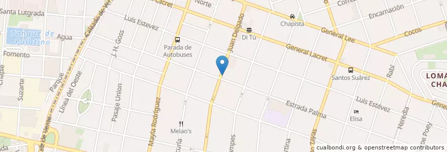 Mapa de ubicacion de Churros en Cuba, La Habana, Cerro, Diez De Octubre.