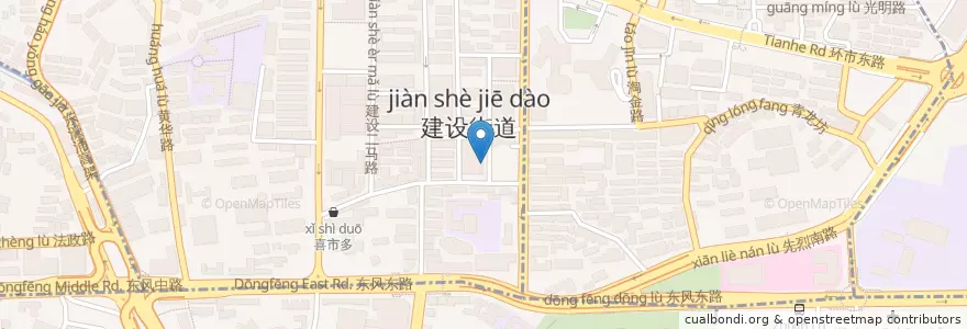 Mapa de ubicacion de 汕头八合里海记牛肉店 en 중국, 광둥성, 광저우시, 越秀区, 华乐街道, 建设街道.
