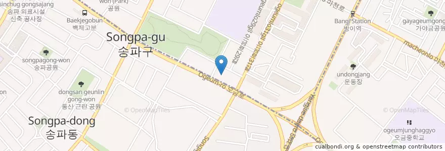 Mapa de ubicacion de 스타벅스 en 대한민국, 서울, 송파구, 방이1동.