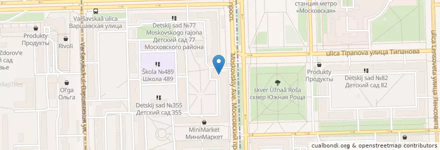 Mapa de ubicacion de Coffee Like en ロシア, 北西連邦管区, レニングラード州, サンクト ペテルブルク, Московский Район, Округ Пулковский Меридиан.