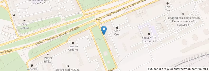 Mapa de ubicacion de Кофе & Моlоkо en Rusland, Centraal Federaal District, Moskou, Западный Административный Округ, Район Дорогомилово.
