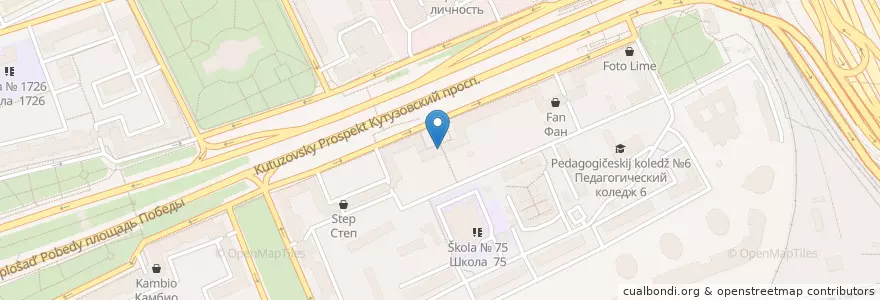 Mapa de ubicacion de Участковый пункт полиции № 37 en Russland, Föderationskreis Zentralrussland, Moskau, Westlicher Verwaltungsbezirk, Район Дорогомилово.