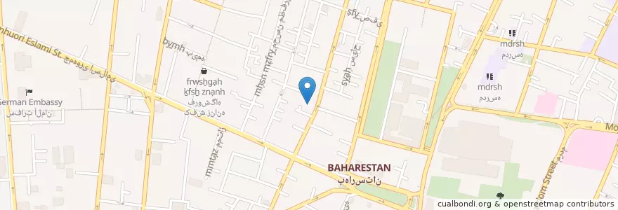 Mapa de ubicacion de مسجد طالقانی en 이란, 테헤란, شهرستان تهران, 테헤란, بخش مرکزی شهرستان تهران.