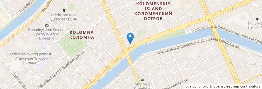Mapa de ubicacion de Зал экспресс-услуг en Russie, District Fédéral Du Nord-Ouest, Oblast De Léningrad, Saint-Pétersbourg, Адмиралтейский Район, Округ Коломна.