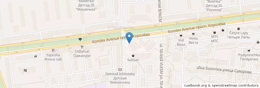 Mapa de ubicacion de Cosmo Coffee en 俄罗斯/俄羅斯, Центральный Федеральный Округ, 莫斯科州, Городской Округ Королёв.