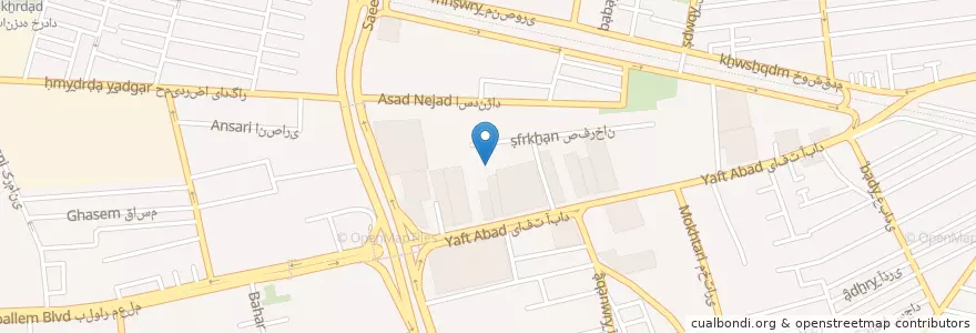 Mapa de ubicacion de بازار مبل یافت آباد en Иран, Тегеран, شهرستان تهران, Тегеран, بخش مرکزی شهرستان تهران.