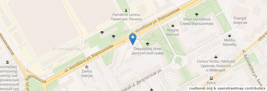 Mapa de ubicacion de Пробка en Rusia, Distrito Federal Central, Óblast De Vorónezh, Городской Округ Воронеж.