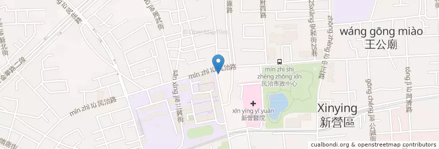 Mapa de ubicacion de 歡樂牛排 en 타이완, 타이난 시, 新營區.