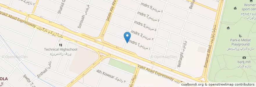 Mapa de ubicacion de کلینیک خاتم en 이란, استان خراسان رضوی, شهرستان مشهد, مشهد, بخش مرکزی شهرستان مشهد.