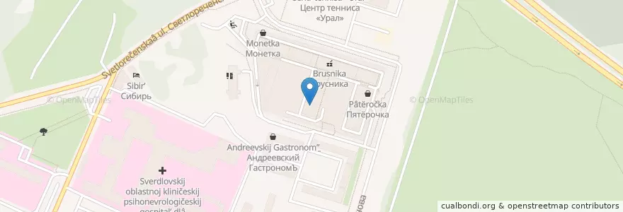 Mapa de ubicacion de Чудо-Центр en Russia, Ural Federal District, Sverdlovsk Oblast, Yekaterinburg Municipality.