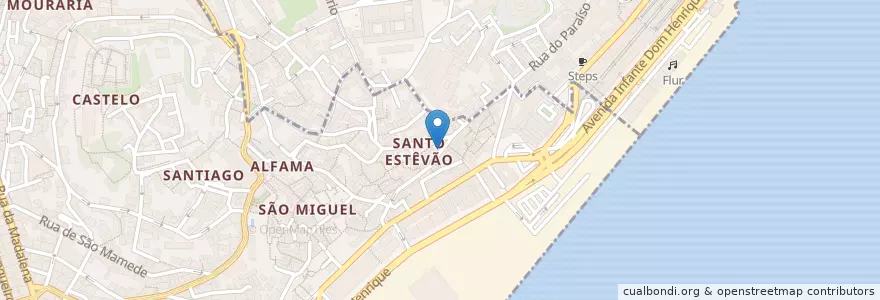 Mapa de ubicacion de Taberna Salmoura en ポルトガル, Lisboa, Grande Lisboa, リスボン, Santa Maria Maior.