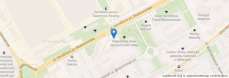 Mapa de ubicacion de Берёзка алко en Rusia, Distrito Federal Central, Óblast De Vorónezh, Городской Округ Воронеж.