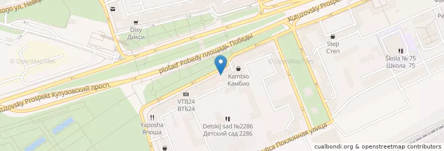 Mapa de ubicacion de Почта Банк en 俄罗斯/俄羅斯, Центральный Федеральный Округ, Москва, Западный Административный Округ, Район Дорогомилово.