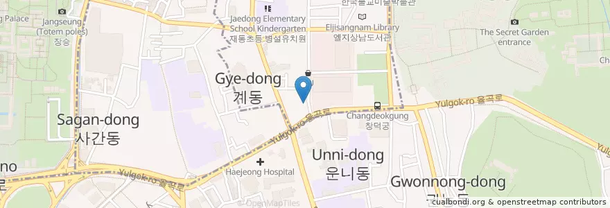 Mapa de ubicacion de 어니언 en Zuid-Korea, Seoel, 종로구, 가회동, 종로1·2·3·4가동.