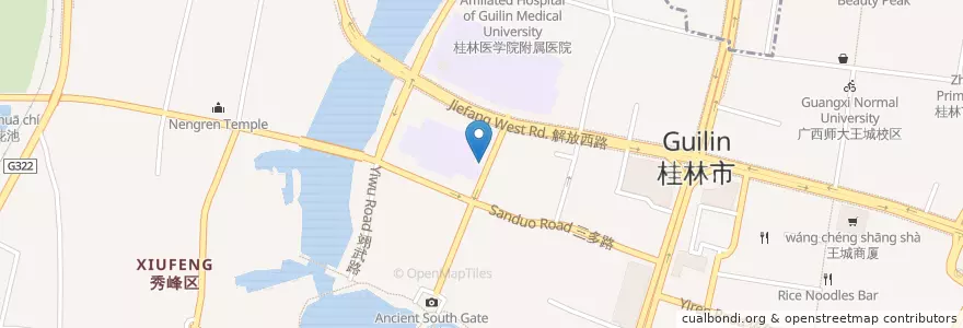 Mapa de ubicacion de 崇善米粉 en Китай, Гуанси-Чжуанский Автономный Район, 桂林市, 秀峰区.