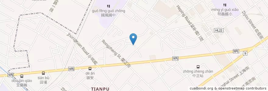 Mapa de ubicacion de 咖啡野兔970 en Taiwan, 臺灣省, Condado De Hualien, 花蓮市.