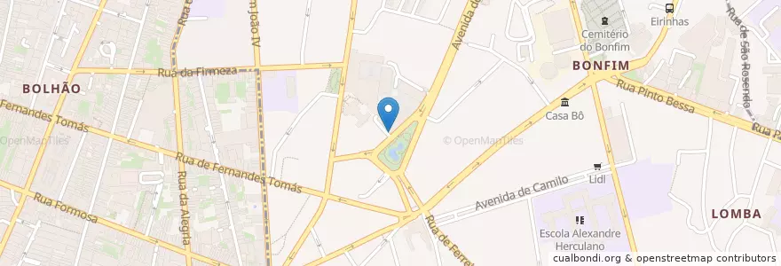 Mapa de ubicacion de Terminal Rodoviário do Campo 24 de Agosto en Portugal, Norte, Área Metropolitana Do Porto, Porto, Porto, Bonfim.