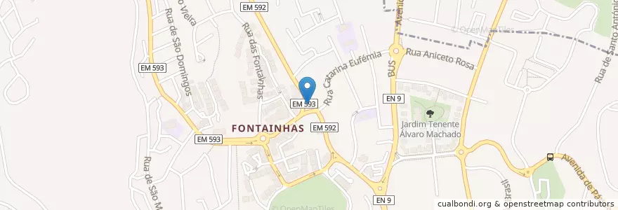 Mapa de ubicacion de Fontainhas en 포르투갈, Área Metropolitana De Lisboa, Lisboa, Grande Lisboa, Cascais, Cascais E Estoril.