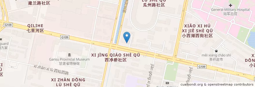 Mapa de ubicacion de 工商银行 en الصين, قانسو, 兰州市 (Lanzhou), 七里河区.