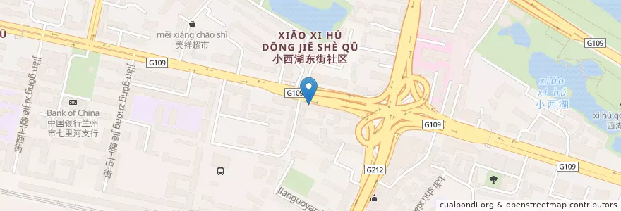 Mapa de ubicacion de 建设银行 en 中国, 甘肃省, 兰州市 (Lanzhou), 七里河区, 西湖街道.